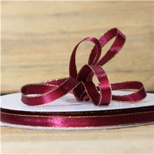 Basics 2 Go Satin Ribbon - 9mm Gold Edge Wine